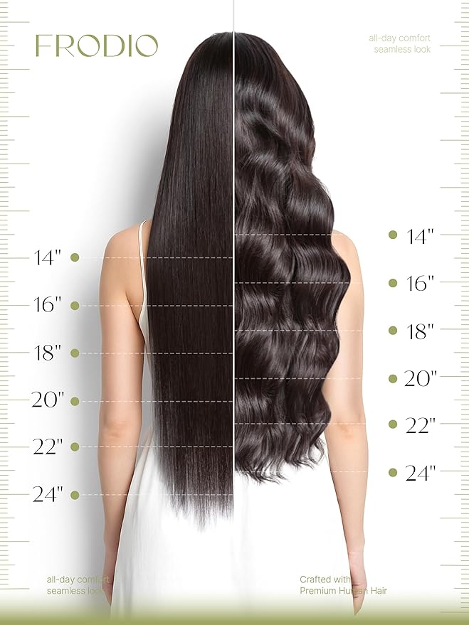 Frodio Clip Ins Hair Extensions Dark Brown Remy Real Human Hair Pu Seamless Silk Long Straight Invisible Full Thick Virgin Brazilian Beauty For Women Can Be Body Wave 100g 7 Piece