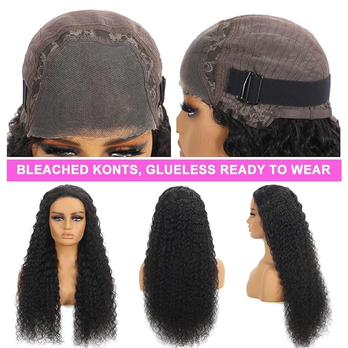 Deep Wave Lace Front Wigs Human Hair 200 Density 4x4 Glueless Wigs Human Hair Pre Plucked HD Transparent Lace Closure Human Hair Wigs for Black Women Natural Color (4x4, 22-inch)