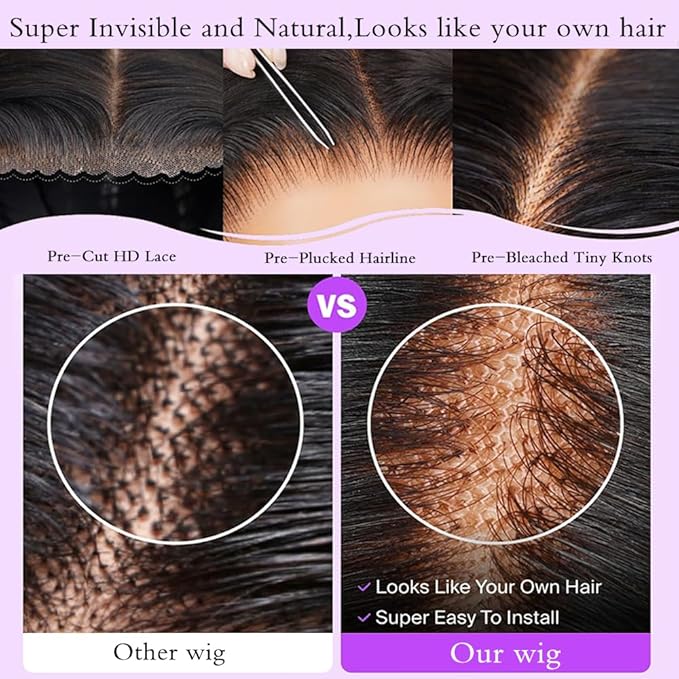 7x6 Body Wave Glueless Wigs Human Hair Pre Plucked Pre Cut 250% Density Drawstring Wig Human hair 7x6 HD Lace Front Wigs Human Hair for Black Women Pre Everything Ready to Go Wig 16inch