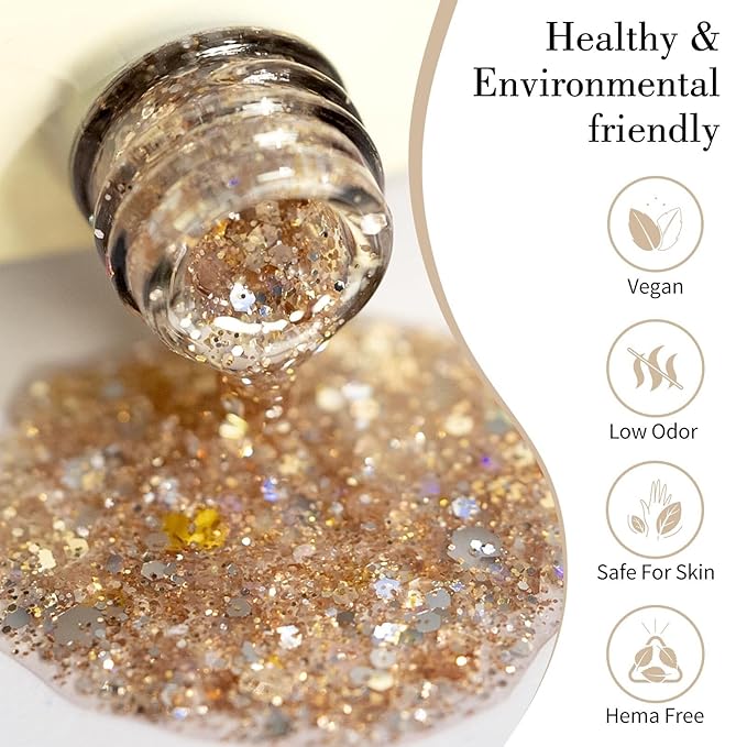CANNI Glitter Gel Nail Polish 1pcs 9ml Soft Amber Sparkle Soak Off UV LED Nail Gel Dawn Crystal Flash Series Nail Art Manicure Salon DIY