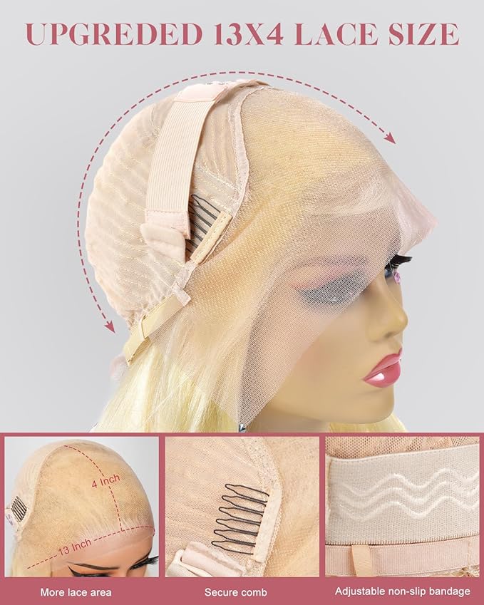 613 Lace Front Wig Human Hair 13x4 Blonde Body Wave Hd Transparent Lace Frontal Wigs Human Hair Pre Plucked With Baby Hair 180% Density Blonde Glueless Wigs Human Hair 22 Inch