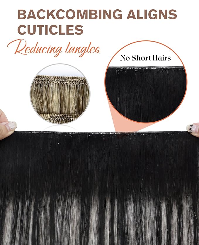 Sunny Hair Sew in Genius Weft Hair Extensions Black Balayage Sew In Hair Extensions Real Human Hair Black Ombre Silver Grey Genius Weft Hair Extensions Human Hair For Women 24 Inch 80G