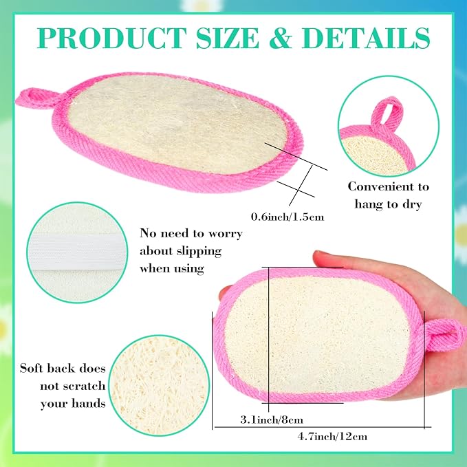 Boao 24 Pcs Loofah Pack Loofah Pads Bulk for Facial Exfoliating Body Bath Shower Mini Sponge Pads Natural Scrubber Brush for Men Women Spa and Travel(White, Coffee, Black, Pink)