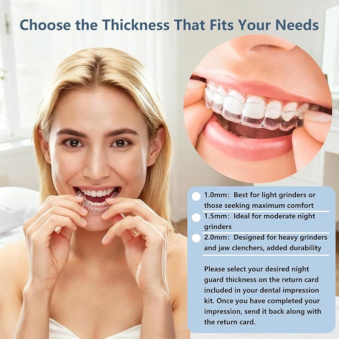 Custom Night Guard for Bruxism & Grinding, Teeth Clenching Mouthguard, Comfortable & BPA-Free - Protects Teeth & Reduces Jaw Tension - Includes Case & Easy-to-Use Mold Kit