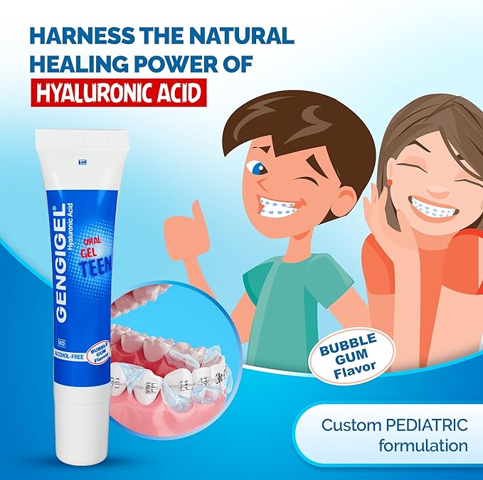 Gengigel Teen Hyaluronic Acid Oral Gel for Mouth & Gum Discomfort (15 ml), Soothes Irritation, Promotes Natural Healing & Protects Delicate Oral Tissue, No Paraben or SLS, Vegan & Kosher