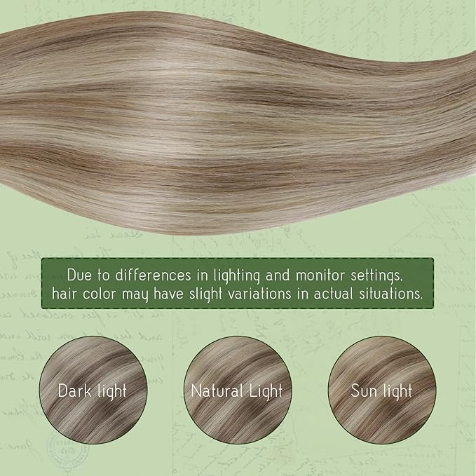 RUNATURE Clip in Hair Extensions Real Human Hair, Straight Human Hair Clip in Extensions with Blonde Highlighs, Natural Looking, 16 Inch 120g 7pcs #8P60 Ash Brown Highlight Platinum Blonde
