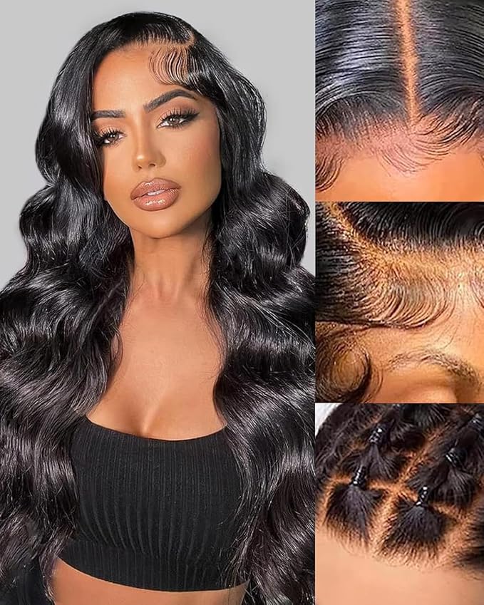 Human Hair Wig 240% Density 13X4 HD Lace Front Wigs Human Hair Upgraded 12A Body Wave Wig Pre Cut Lace Real Bleached Tiny Knots 18inch