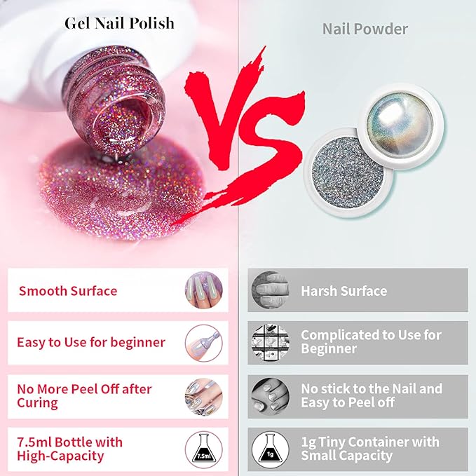 RARJSM Holographic Nail Polish Red Gel Nail Polish with Rainbow Effect Nail Lamp Required 1 Pack 0.25 Fl.oz Gel Polish Colors for Starter Nail Art Design RAR75