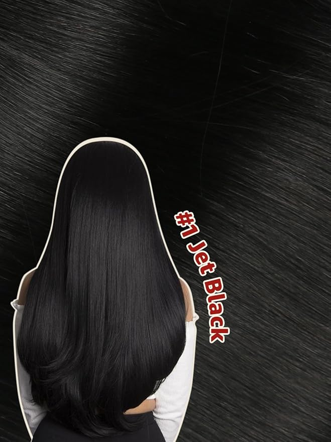 Clip in Hair Extensions Real Human Hair, 18 Inch 120g, #1 Jet Black, Natural Straight Clip On Hair Extensions 6pcs Per Set With 18 Clips Double Drawn(#1,18'')