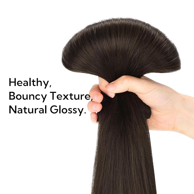 HOTBANANA Clip in Hair Extensions Real Human Hair, 150g 9pcs 20 inch Dark Brown Straight Remy Clip in Extensions Full Head for Women