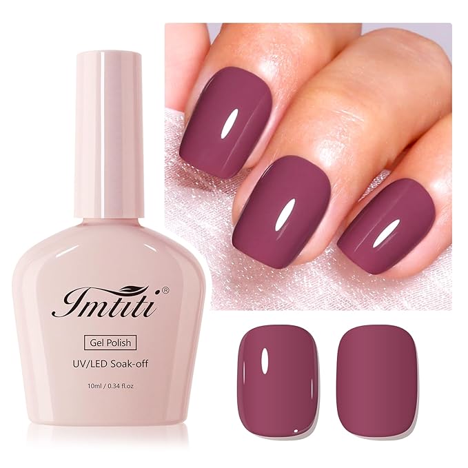 Imtiti Plum Gel Nail Polish, 1Pcs Grape Purple Gel Polish Soak Off UV LED Gel Polish, Long Lasting, Nail Art Manicure Salon DIY at Home for Autumn and Winter (0.34 Fl Oz-1922)