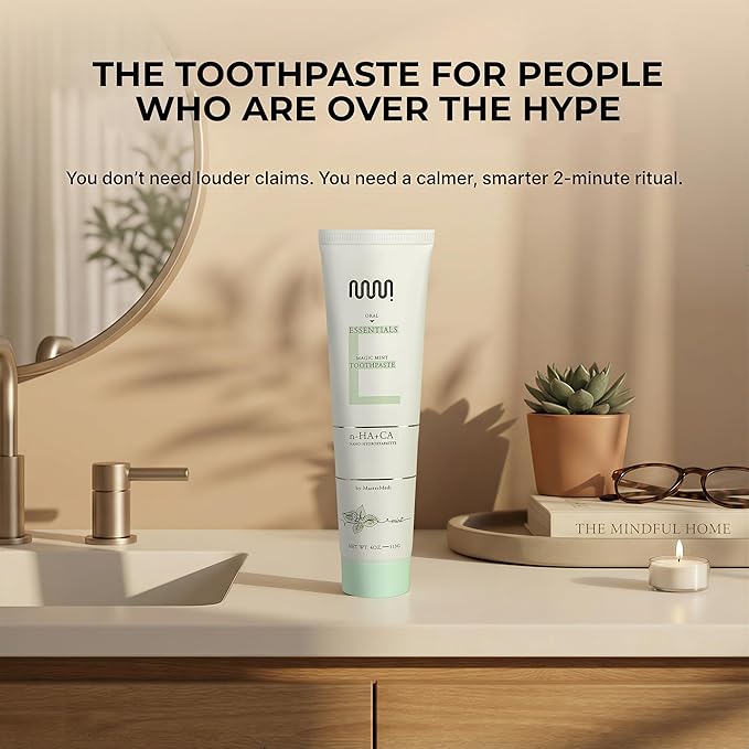 MasterMedi Nano Hydroxyapatite Whitening Toothpaste with Xylitol – Fluoride & SLS Free, Remineralizing Formula for Sensitive Teeth, Enamel Repair & Strength, Magic Mint, 4 oz (Pack of 1)