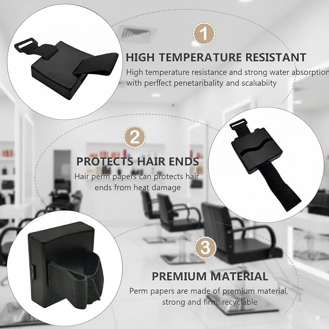 180Pcs Salon Perm Paper Wrist Dispenser Box - Ultra Thin Hair Dye & Perm End Papers, Heat Resistant Wristband for Barber Shop & Home Use