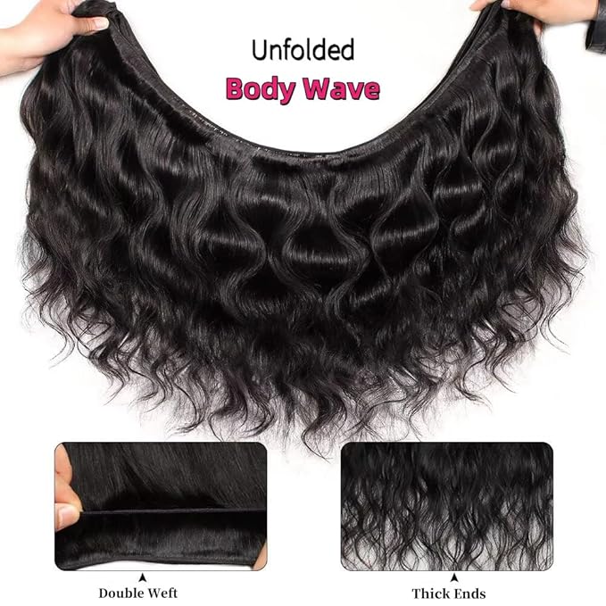 12A Human Hair Bundles 24 26 28 30 Inch Body Wave Bundles Human Hair 100% Unprocessed Brazilian Virgin Hair 4 Bundles Deals Human Hair Quick Weave Bundles Real Human Hair Extensions Natural Black