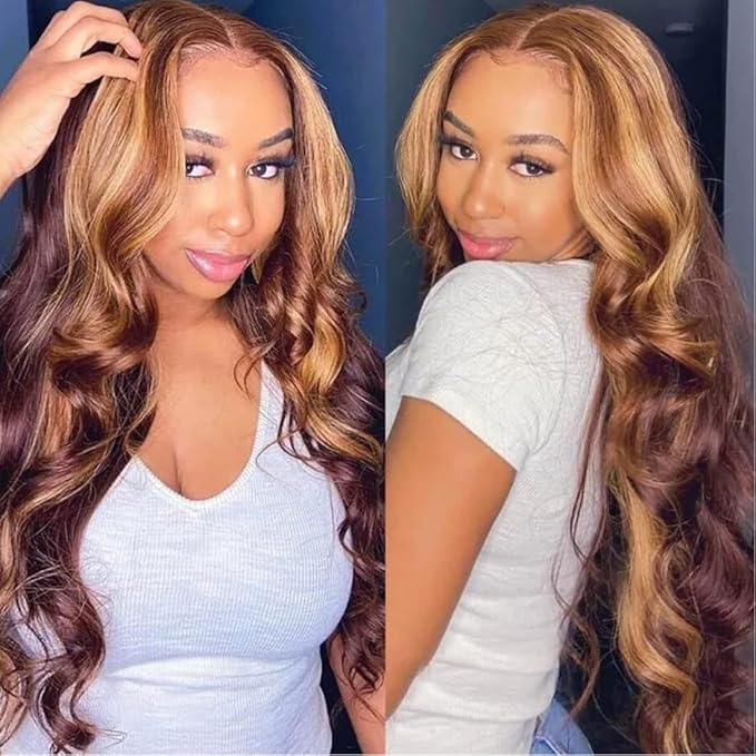 UNICE Honey Blonde Highlight Body Wave 4x4 Lace Closure Free Part 18 inch 100% Remy Human Hair Closure for Women TL412 Color