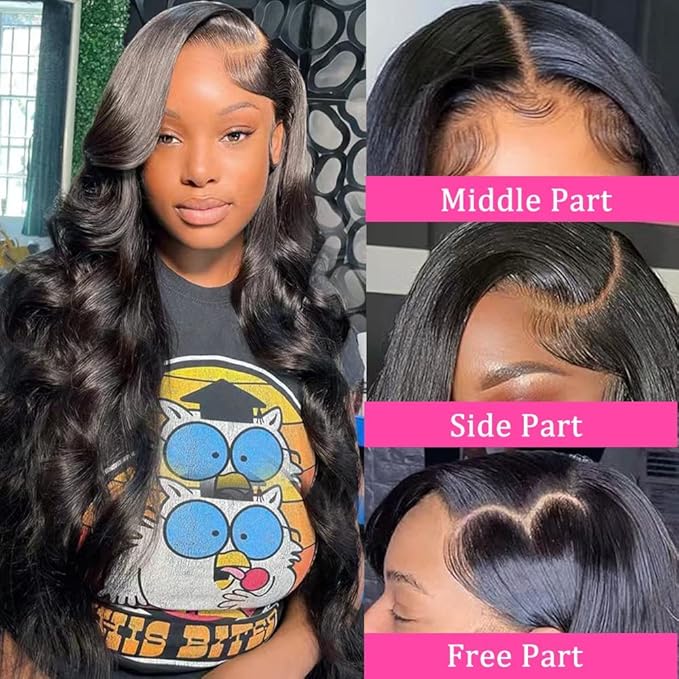 24 Inch Body Wave Lace Front Wigs Human Hair 200 Density 13x6 HD Lace Frontal Wigs Pre Plucked with Baby Hair Natural Color Glueless Wigs for Women