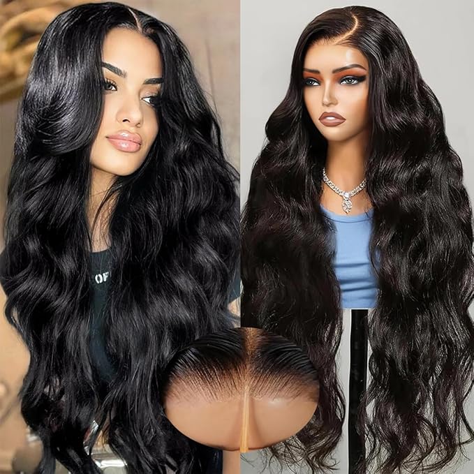 Ready To Go Glueless Human Hair Wigs - 7x5 Lace Closure, 12A Body Wave Lace Front, Unprocessed Brazilian Virgin Hair 32 Inch