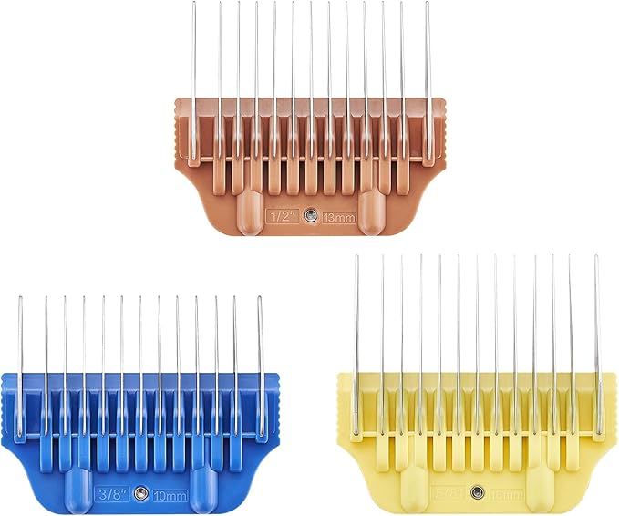 3-Piece Pet Grooming Clipper Attachment Guard Comb;10mm-16mm, for Wide A5 Blades, Compatible with Andis, Conair, Wahl, Laube, Thrive, Bucchelli, or other A5 Series, Only Fit for 10W/15W/30W Wide Blade