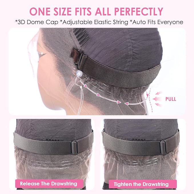 Hidden Strap 360 Lace Front Wigs Human Hair 220% Density Body Wave HD Lace Front Wigs with Drawstring 360 Full Lace Wigs for Women Pre Plucked with Baby Hair Natural Color 24 Inch
