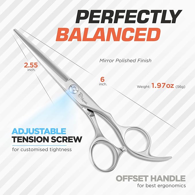 Fagaci Professional Hair Scissors & Thinning Shears, 6" Extremely Sharp, 440C Steel