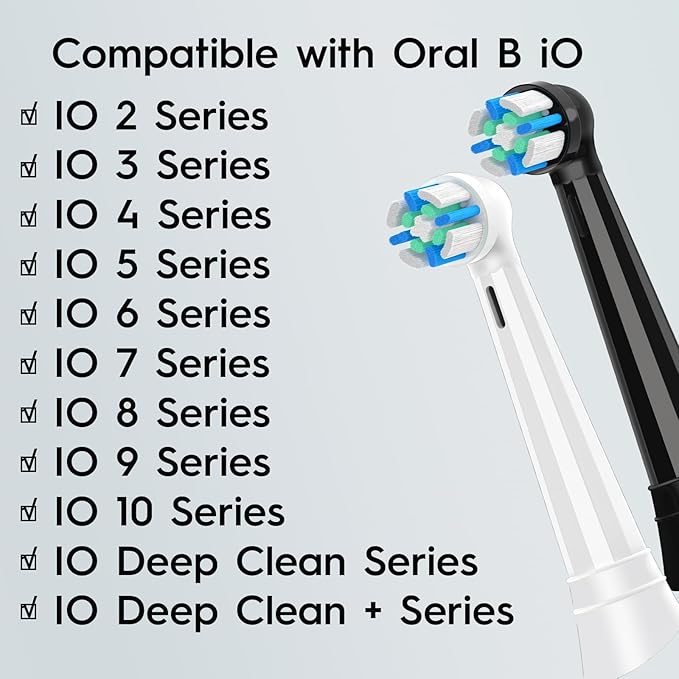 8 Pcs IO Replacement Heads Compatible with Oral B IO 2/3/4/5/6/7/8/9/10/Deep Clean Series Electric Toothbrushes, Medium Softness Brush Heads Compatible with Oral B iO (Black/White)
