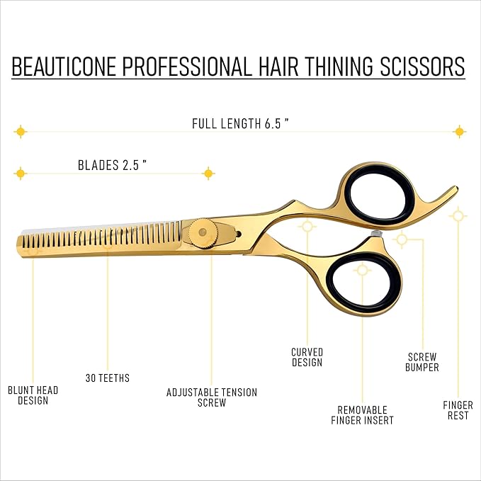 Hair Cutting & Thinning Scissors Set, Professional 6.5" Barber Shears for Haircut Men/Women, Beard & Mustache Trimming Stainless Steel Hairdressing Scissors, Adjustable Screw