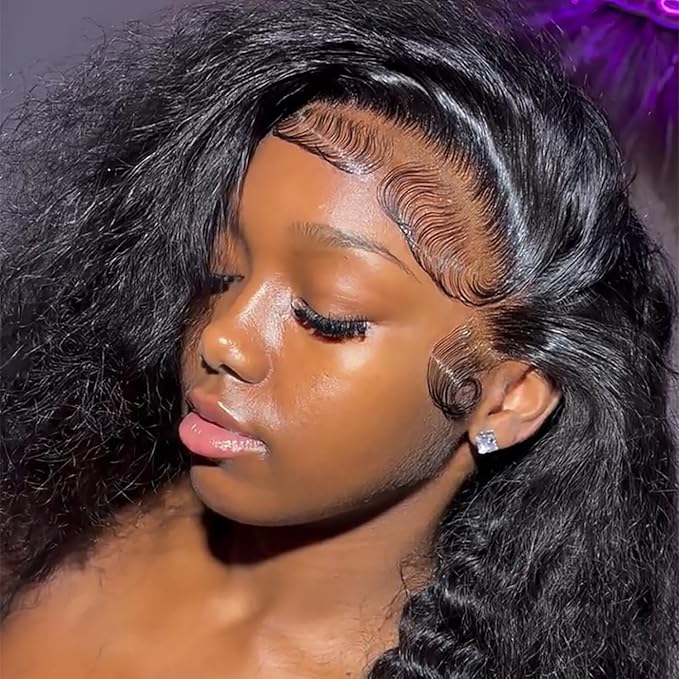 NESMON 34 Inch Deep Wave HD Lace Front Wigs Human Hair Pre Plucked 200% Density 0.1MM Ultra-thin Lace 13x6 Full SKINLIKE HD Lace Wig Wet and Wavy Deep Curly Frontal Human Hair Wigs for Women