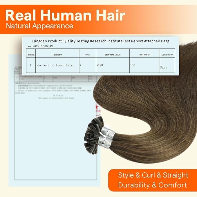 Full Shine Utip Human Hair Extensions Color 4 Medium Brown 22 Inch Straight Long Human Hair Fusion Extensions add Length 50 Grams K Tip Hair Extensions Real Human Hair