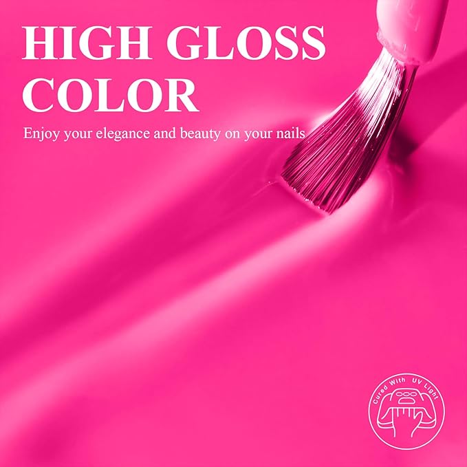 Imtiti Hot Pink Gel Nail Polish, 1Pcs Neon Pink Soak Off UV LED Gel Polish Nail Art Manicure Salon DIY at Home for Spring and Summer (0.34 Fl Oz-954)