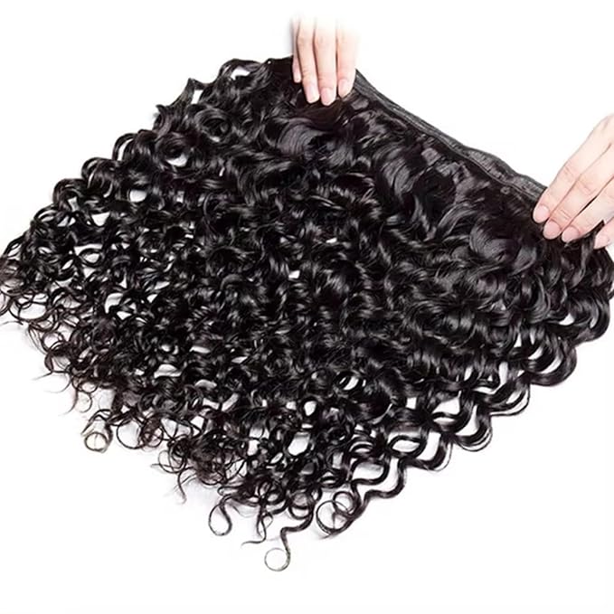 Water Wave Bundles 100% Unprocessed Human Hair Extensions, Natural Black, 24 Inch