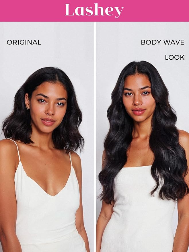 Lashey Invisi Edge & Seamless Clip in Hair Extensions Human Hair, 200g 9pcs(5pcs Invisi Edge & 4pcs Seamless) Hair Extensions Real Human Hair, 22 Inch Natural Black Body Wave Hair for Full Head