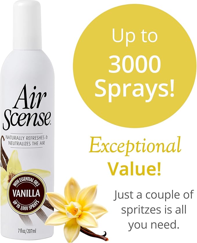 Air Scense Air Freshener Deodorizer Room Spray for Bathroom & Home, Essential Oils, Natural Vanilla - 7 fl oz (1-Pack)
