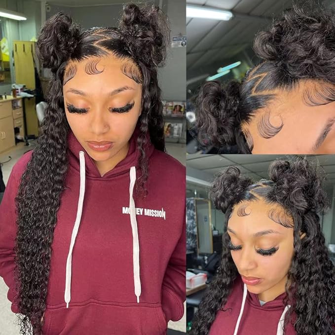 Deep Curly Lace Frontal Wig Human Hair Pre Plucked 13x4 Deep Wave Wigs Human Hair 150% Density Glueless Lace Front Wigs For Black Women (13x4 Deep Wave Wig, 26 Inch)