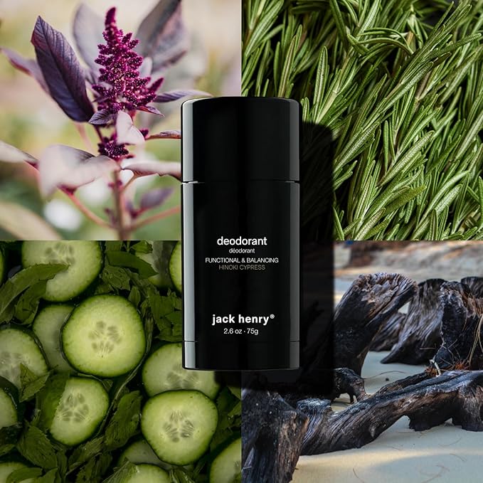 Jack Henry Natural Deodorant for Men & Women, Hinoki Cypress Scent, Aluminum Free Deodorant with Shea Butter, Probiotics, Vegan Plant Based, Long Lasting, Baking Soda Free with Coconut MCT, 2.65 oz