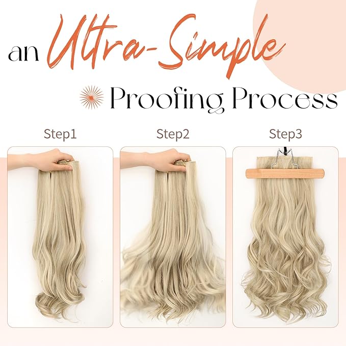Kookastyle Clip in Hair Extensions 4 pcs Natural Long Synthetic Curly Hairpieces Layered Soft Invisible for Women Light Brown with Platinum Blonde 20 Inch