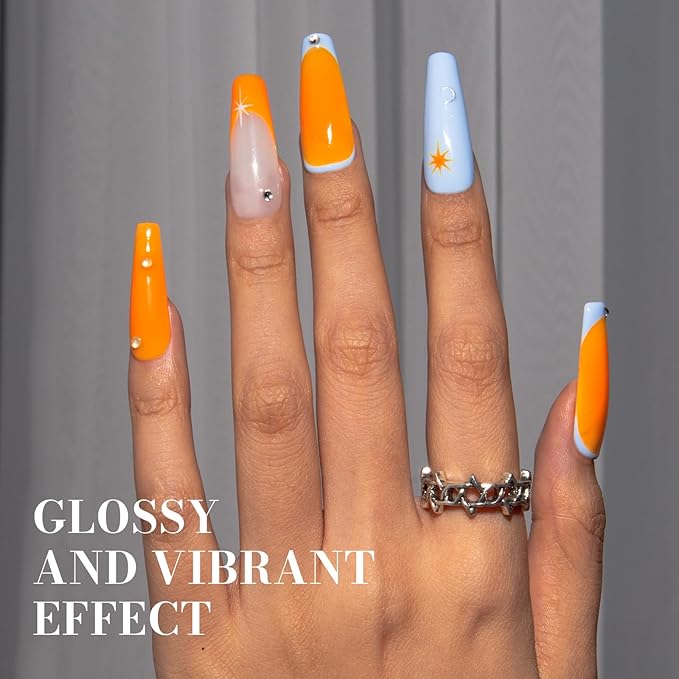 MelodySusie Orange Gel Nail Polish,0.5fl oz Bright Orange Nails Soak Off UV LED Neon Orange Gel Polish Gift for Women Nail Art Manicure Salon DIY Nail Design Decoration at Home-524-A2503