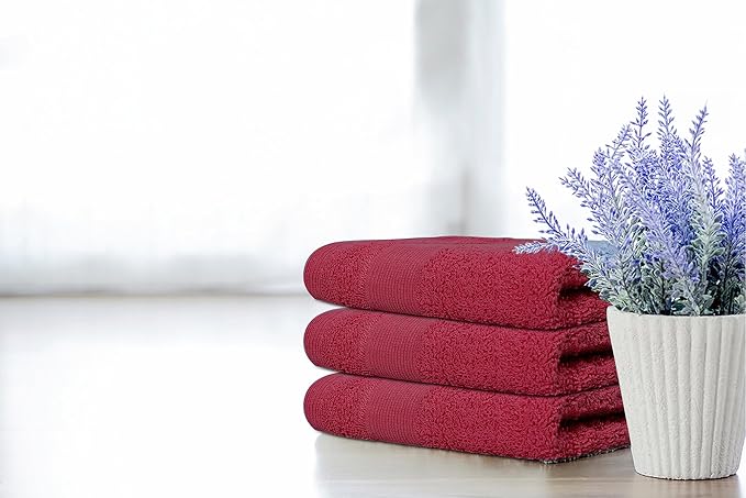 Premium Wash Cloths Pack of 12 (13" x 13") 100% Ring Spun Cotton | Luxury Washcloths | Ultra Soft Face Towels | Highly Absorbent Wash Cloths for face (Burgundy)