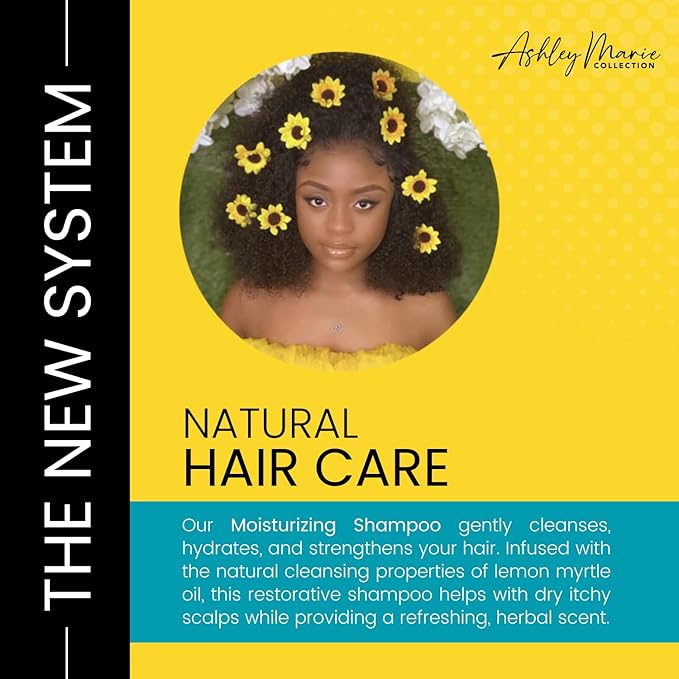 The Hair Diagram - Ashley Marie Moisturizing Shampoo - Natural Cleansing & Strengthening - Restorative Lemon Myrtle Shampoo with Hydrolyzed Wheat Protein - Color Safe - Paraben & Sulfate Free - 12oz