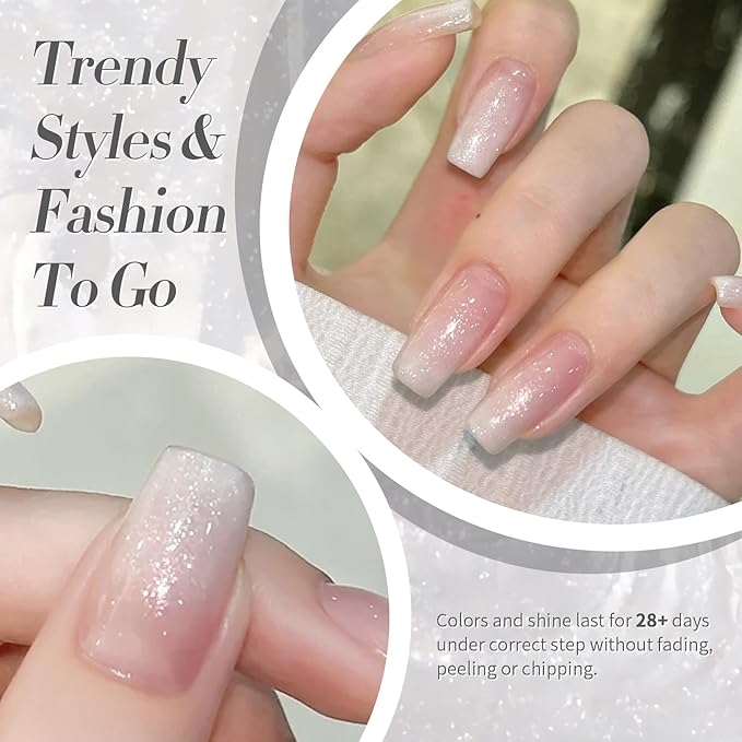 Born Pretty Jelly Gel Nail Polish Milk Glitter Jelly Gel Polish Sparkle Moonlight White Color Gel Nail Polish Soak Off U V Gel Polish for Nail Art 15ml