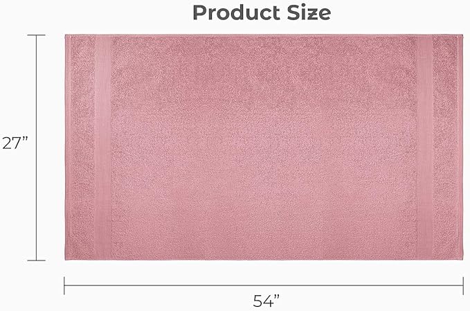 Softolle Luxury Bath Towels Set of 4 (27” x 54”) | Towels for Bathroom | Super Soft | Highly Absorbent Towels for Home, Spa, Gym (Pink)