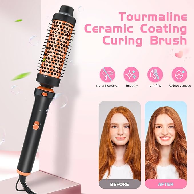 GSKY 5 in 1 Hair Curling Irons, Curling Iron Wand 5Pcs 0.5 to 1.25 Inch with Thermal Brush, Interchangeable Ceramic Barrel with Case Heat Protective Glove 2 Clips, Dual Voltage Hair Curler