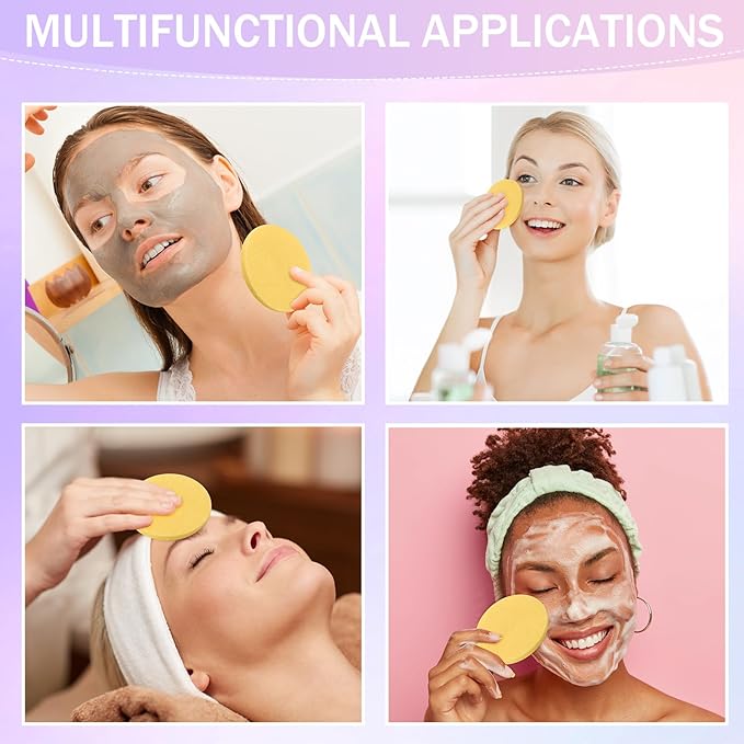 Mifoci 960 Pieces Yellow Compressed Facial Sponges for Estheticians, Makeup Removal Sponge Pads for Women Spa Exfoliating Face