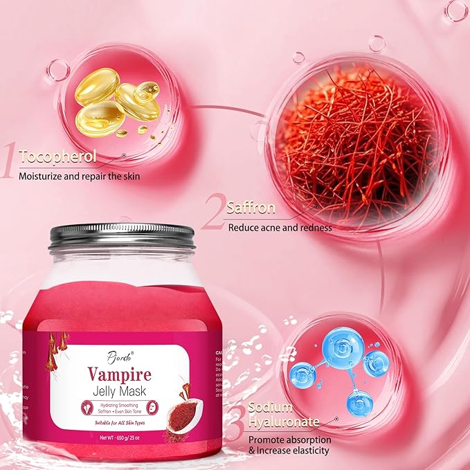 Jelly Masks for Facials Professional, Vampire Jelly Mask Powder with Mixing Bowl Set, Peel Off Face Mask Skincare for Hydrating, Smoothing, Christmas Spa Hydrojelly Masks Gifts for Women