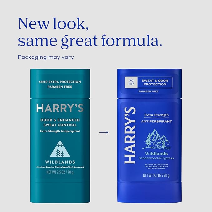 Harry's Extra-Strength Antiperspirant Deodorant, Sweat & Odor Control Antiperspirant for Men, Wildlands, 2.5 oz Pack of 3