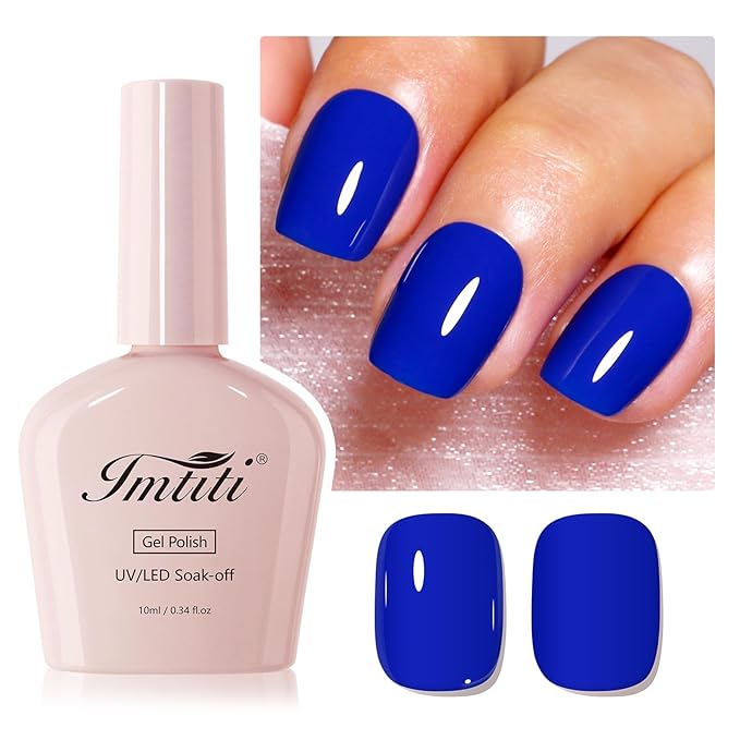 Imtiti Neon Blue Gel Nail Polish, 1Pcs Royal Navy Blue Soak Off UV LED Gel Polish, Long Lasting Manicure Salon DIY at Home for Autumn and Winter (0.34 Fl Oz-1912)