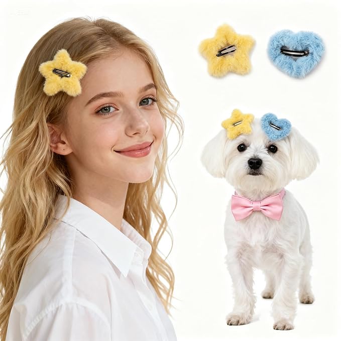 18PCS Velvet Star and Heart Hair Clips, Cute Non-Slip Hair Barrettes, for Women and Girls Hair Styling Accessories, 9 Colors