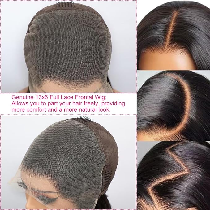 BELE 36 Inch 13x6 Full Lace Front Wigs Human Hair HD Transparent Body Wave Lace Front Wigs Human Hair Pre Plucked Bleached Tiny Knots Full Lace Frontal Wig Upgraded 14A 180 Dentisty Natural Black