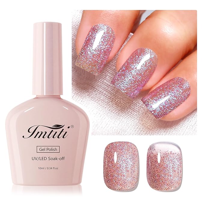 Imtiti Glitter Gel Nail Polish, 1Pcs Starlight Pink to Cyan Gel Polish Sparkle Soak Off UV LED Gel Polish, Long Lasting, Fairy Princess for Women Gift (0.34 Fl Oz-958)