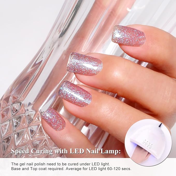 Imtiti Glitter Gel Nail Polish, 1Pcs Starlight Pink to Cyan Gel Polish Sparkle Soak Off UV LED Gel Polish, Long Lasting, Fairy Princess for Women Gift (0.34 Fl Oz-958)