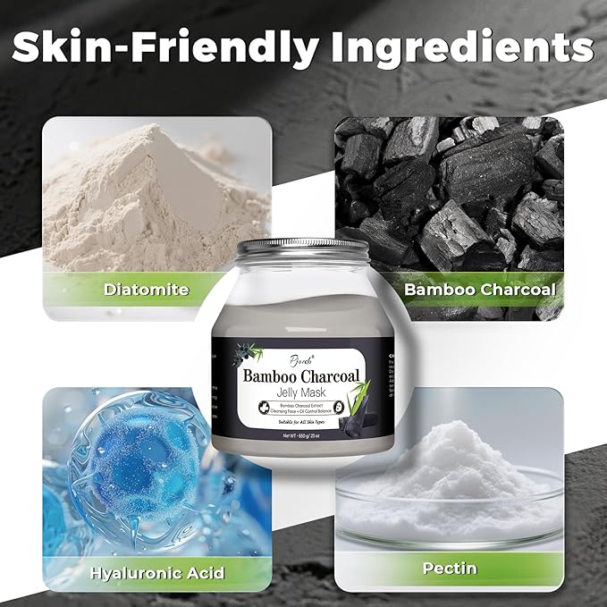 Powder Jelly Mask for Facials Professional, Peel Off Facial Mask for Hydrating & Moisturizing, Christmas Hydrojelly Mask Gifts for Women Men, Home DIY Spa Use for All Skin with Bamboo Charcoal